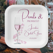 Assiettes En Carton Perles et Prosecco Fête des mariées moderne rose