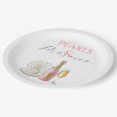 Assiettes En Carton Perles et Prosecco Rose Fête de Mariée (Angle)