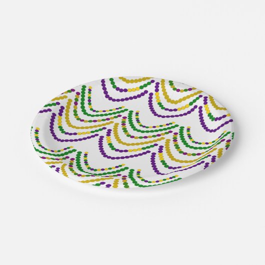 Assiettes En Carton Perles Mardi Grad (Angle)