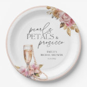 Assiettes En Carton Perles Pétales & Prosecco Fleurs Réception de Mari (Devant)