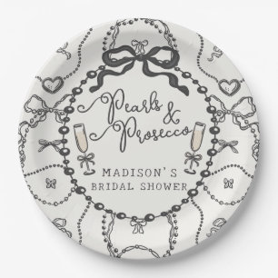 Assiettes En Carton Perles & Prosecco Coquette noire à nœud papillon E