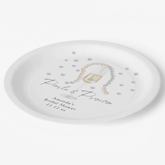 Assiettes En Carton Perles & Prosecco - douche nuptiale (Angle)