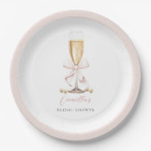 Assiettes En Carton Perles roses et bol de prosecco pour enterrement d (Devant)