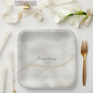 Assiettes En Carton Perles White Luxe