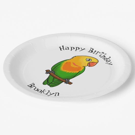 Assiettes En Carton Perroquet de caricature mignon lovebird (Angle)