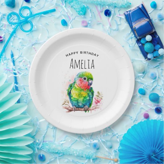 Assiettes En Carton Perroquet vert - Bébé mignon Anniversaire (Fête)