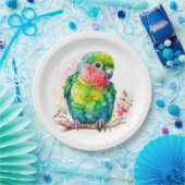 Assiettes En Carton Perroquet vert - Bébé mignon oiseau (Fête)