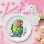 Assiettes En Carton Perroquet vert - Bébé mignon oiseau (Fête)