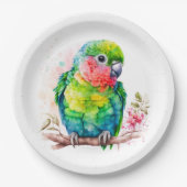Assiettes En Carton Perroquet vert - Bébé mignon oiseau (Devant)