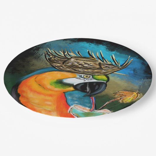 Assiettes En Carton Perroquets (Angle)