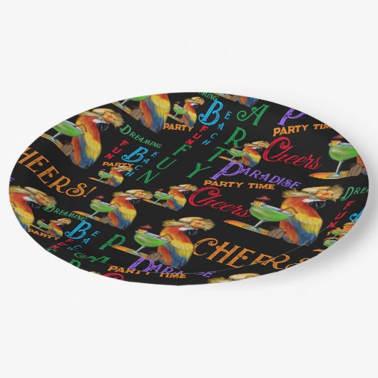 Assiettes En Carton Perroquets (Angle)