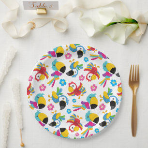Assiettes En Carton Perroquets colorés, Perroquets tropicaux, Oiseaux,