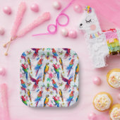 Assiettes En Carton Perroquets de style aquarelle (Fête)