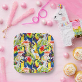 Assiettes En Carton Perroquets Et Feuilles De Palmiers (Fête)