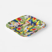 Assiettes En Carton Perroquets Et Feuilles De Palmiers (Angulaire)