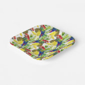 Assiettes En Carton Perroquets Et Fruits Tropicaux (Angulaire)