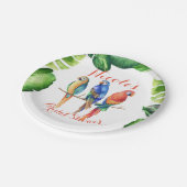 Assiettes En Carton Perroquets tropicaux Oiseaux et Feuilles Fête d'an (Angle)