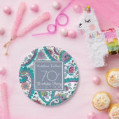 Assiettes En Carton Persian Boteh Paisley 70e Anniversaire Document P (Fête)