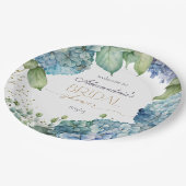 Assiettes En Carton Personalise Bridal Shower Blue Hydrangeas Welcome (Angle)