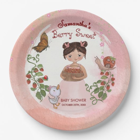 Assiettes En Carton Personalized Berry Sweet Baby Shower Paper Plates (Devant)