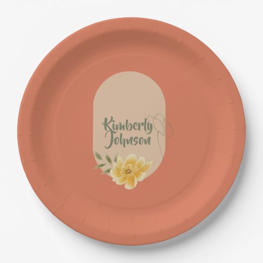 Assiettes En Carton Personalized Botanical Party Plate (Devant)