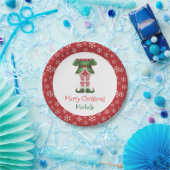 Assiettes En Carton Personalized Christmas Holiday Elf Feet Snowflakes (Fête)