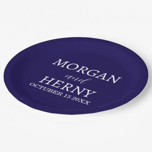 Assiettes En Carton Personalized Custom Name Stylish Minimal Wedding (Angle)