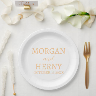 Assiettes En Carton Personalized Custom Name Stylish Minimal Wedding