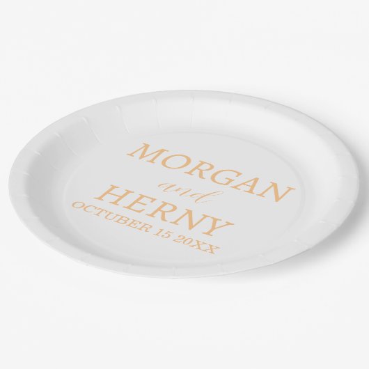Assiettes En Carton Personalized Custom Name Stylish Minimal Wedding (Angle)