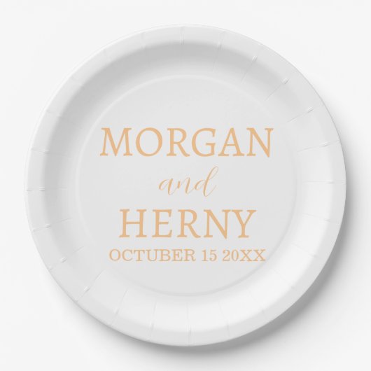 Assiettes En Carton Personalized Custom Name Stylish Minimal Wedding (Devant)