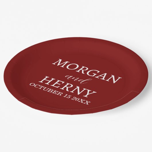 Assiettes En Carton Personalized Custom Name Stylish Minimal Wedding (Angle)