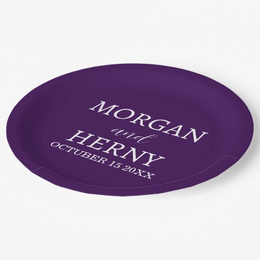 Assiettes En Carton Personalized Custom Name Stylish Minimal Wedding (Angle)