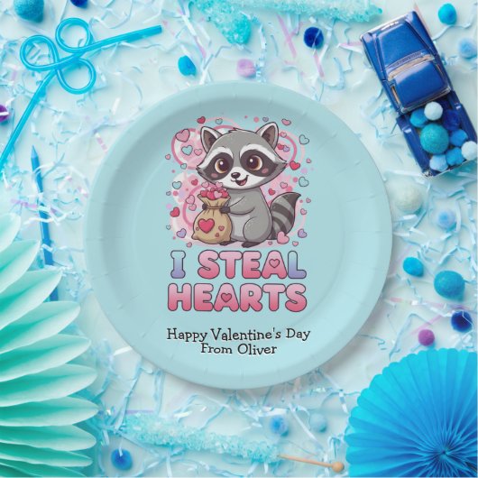 Assiettes En Carton Personalized Cute Raccoon Classroom Valentine (Fête)