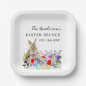 Assiettes En Carton Personalized Easter Egg Hunt Brunch Bunny Floral (Recto)