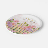 Assiettes En Carton Personalized Floral Picket Fence Hydrangea Bridal  (Angle)