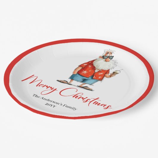 Assiettes En Carton Personalized Funny Santa Christmas Dinner Plates (Angle)