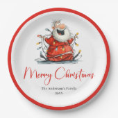 Assiettes En Carton Personalized Funny Santa Claus Holiday Paper Plate (Devant)