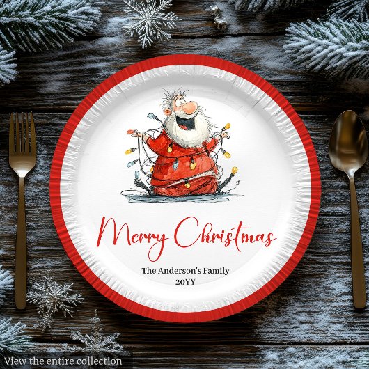 Assiettes En Carton Personalized Funny Santa Claus Holiday Paper Plate