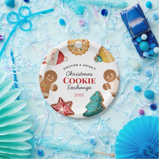 Assiettes En Carton Personalized Gingerbread Christmas Cookie Exchange (Fête)