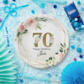 Assiettes En Carton Personalized Gold & Floral Custom 70th  (Fête)