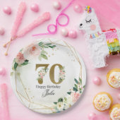 Assiettes En Carton Personalized Gold & Floral Custom 70th  (Fête)