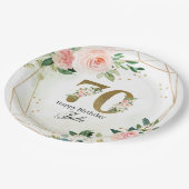 Assiettes En Carton Personalized Gold & Floral Custom 70th  (Angle)