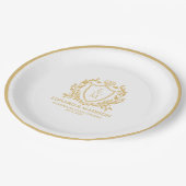 Assiettes En Carton Personalized Gold Wedding Heraldic Shield (Angle)