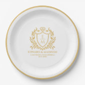 Assiettes En Carton Personalized Gold Wedding Heraldic Shield (Devant)