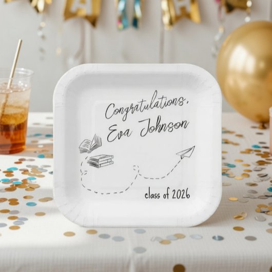 Assiettes En Carton Personalized Graduation Square Paper Plates