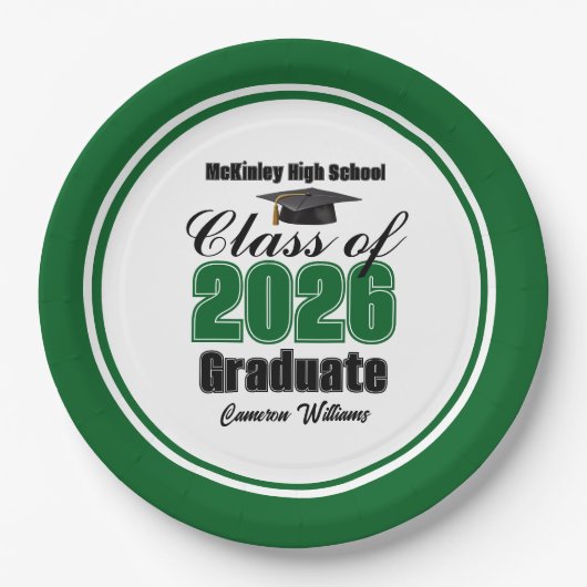Assiettes En Carton Personalized Green Class of 2026 Graduation Party (Devant)