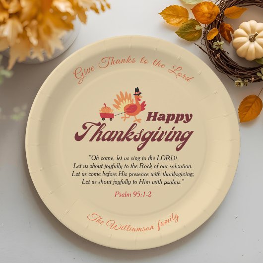 Assiettes En Carton Personalized Happy Thanksgiving with Bible Verse