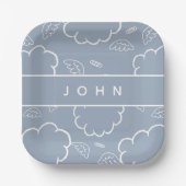 Assiettes En Carton Personalized Heavenly Angel Halo Cloud Blue (Recto)