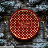 Assiettes En Carton Personalized Holiday Paper Plates Red & Gold Dots