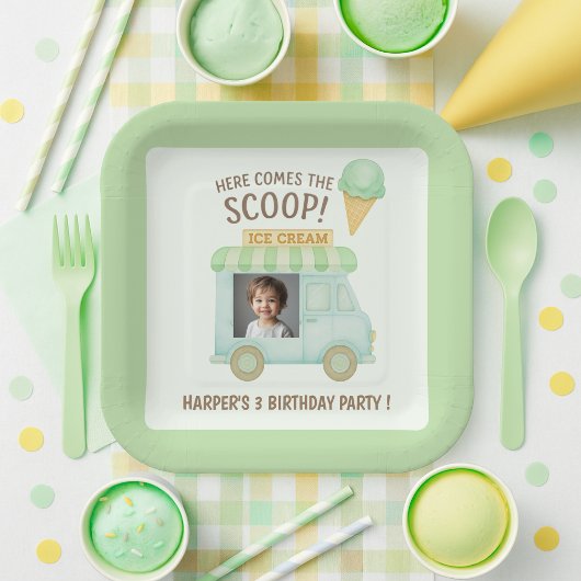 Assiettes En Carton Personalized Ice Cream Truck Birthday